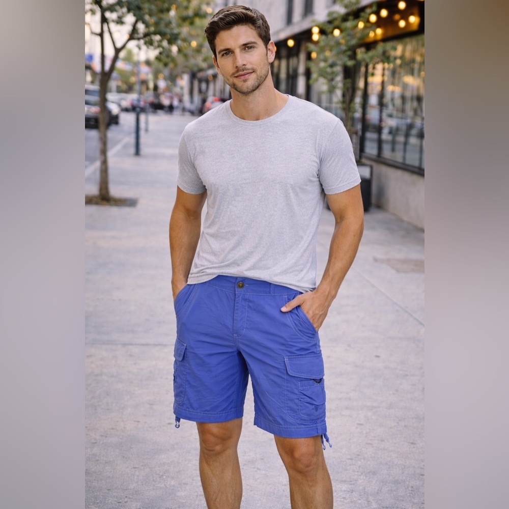 White Sierra Men's Blue Cargo Shorts Size M Gorpcore Nylon Outdoor‎ Lightweight